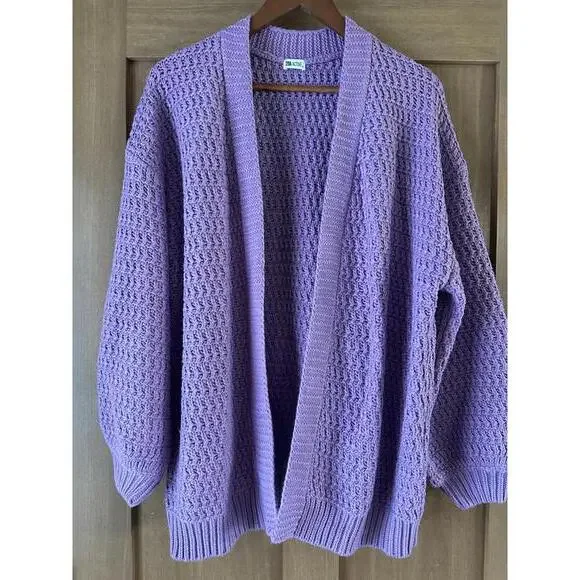 Zyia Active Lilac Petra Chunky Knit Cardigan Puff Sleeves Women’s size Small - Picture 11 of 15